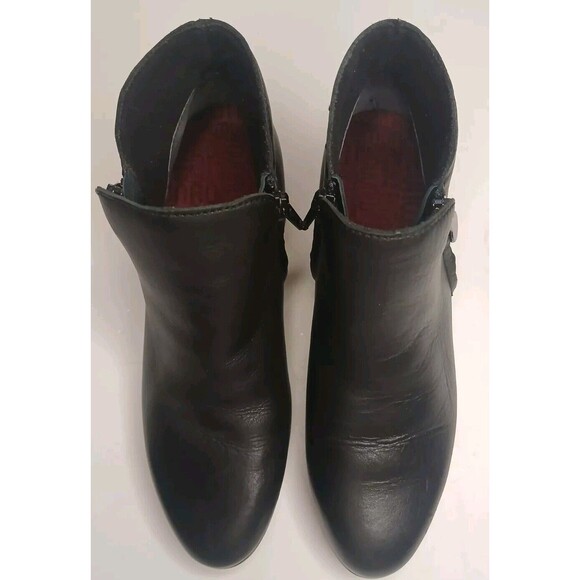 Munro Averee Sz 5 Black Calf Leather Ankle Boot Double Zipper Shock Absorption - Picture 4 of 14